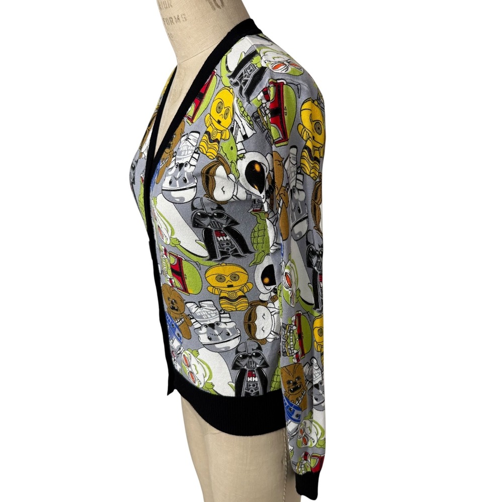 Star Wars We Love Fine Cardigan Sweater Womens S Chibi Character Lightweight - Picture 4 of 8